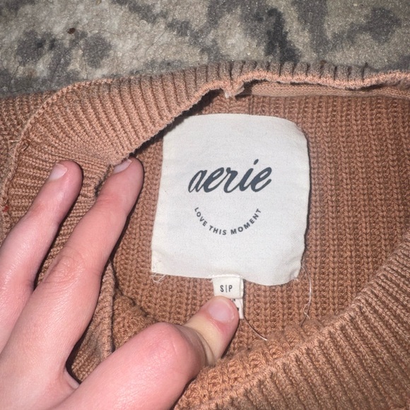 Aerie Ribbed Crewneck Sweater - Brown size small - Picture 4 of 5